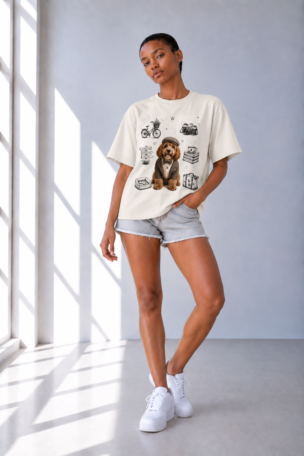 Heavyweight Vintage Washed T-Shirt — Gray Apricot Relaxed Fit