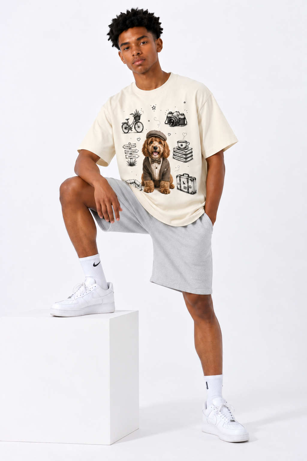 Heavyweight Vintage Washed T-Shirt — Gray Apricot Relaxed Fit