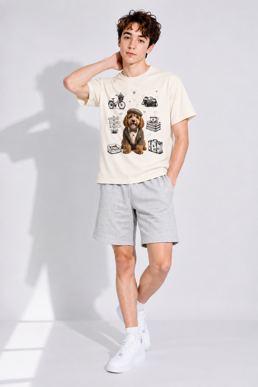 Heavyweight Vintage Washed T-Shirt — Gray Apricot Relaxed Fit