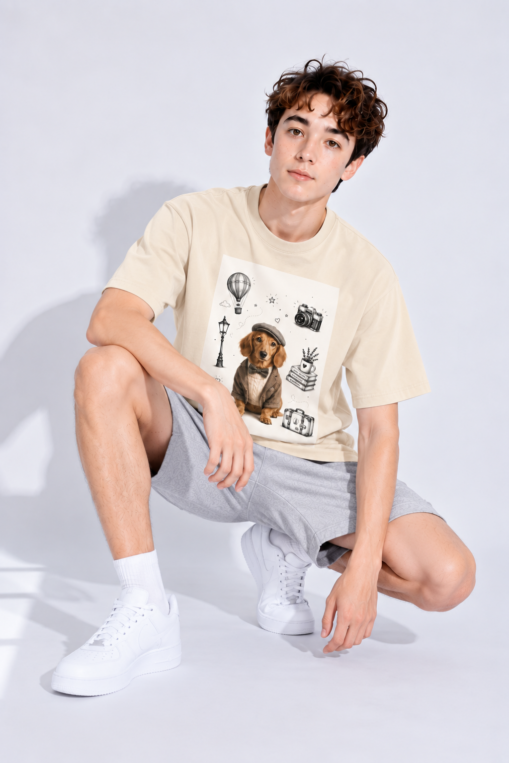 Apricot Oversized Cotton T-Shirt — Retro Form, Modern Attitude