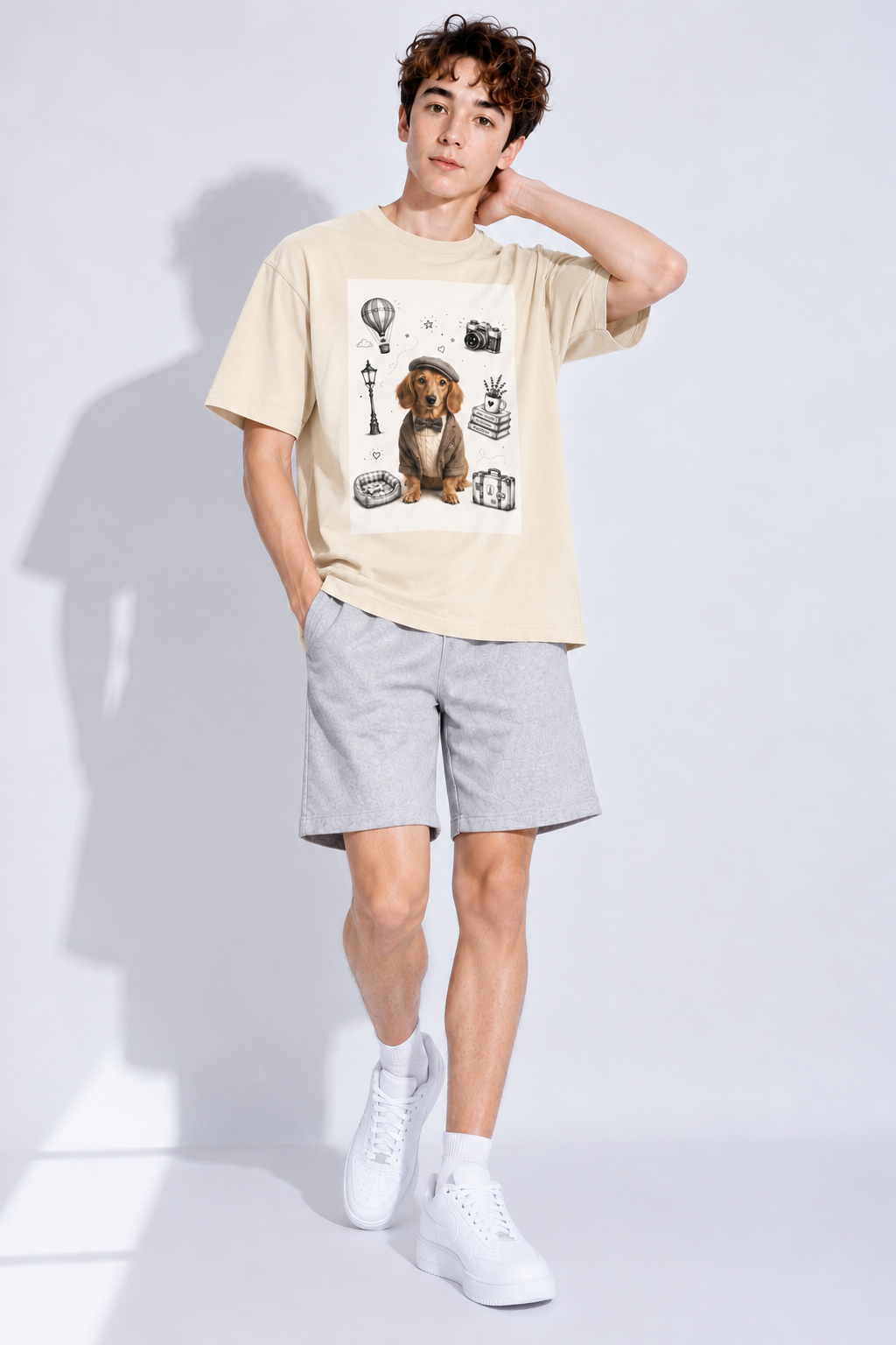 Apricot Oversized Cotton T-Shirt — Retro Form, Modern Attitude