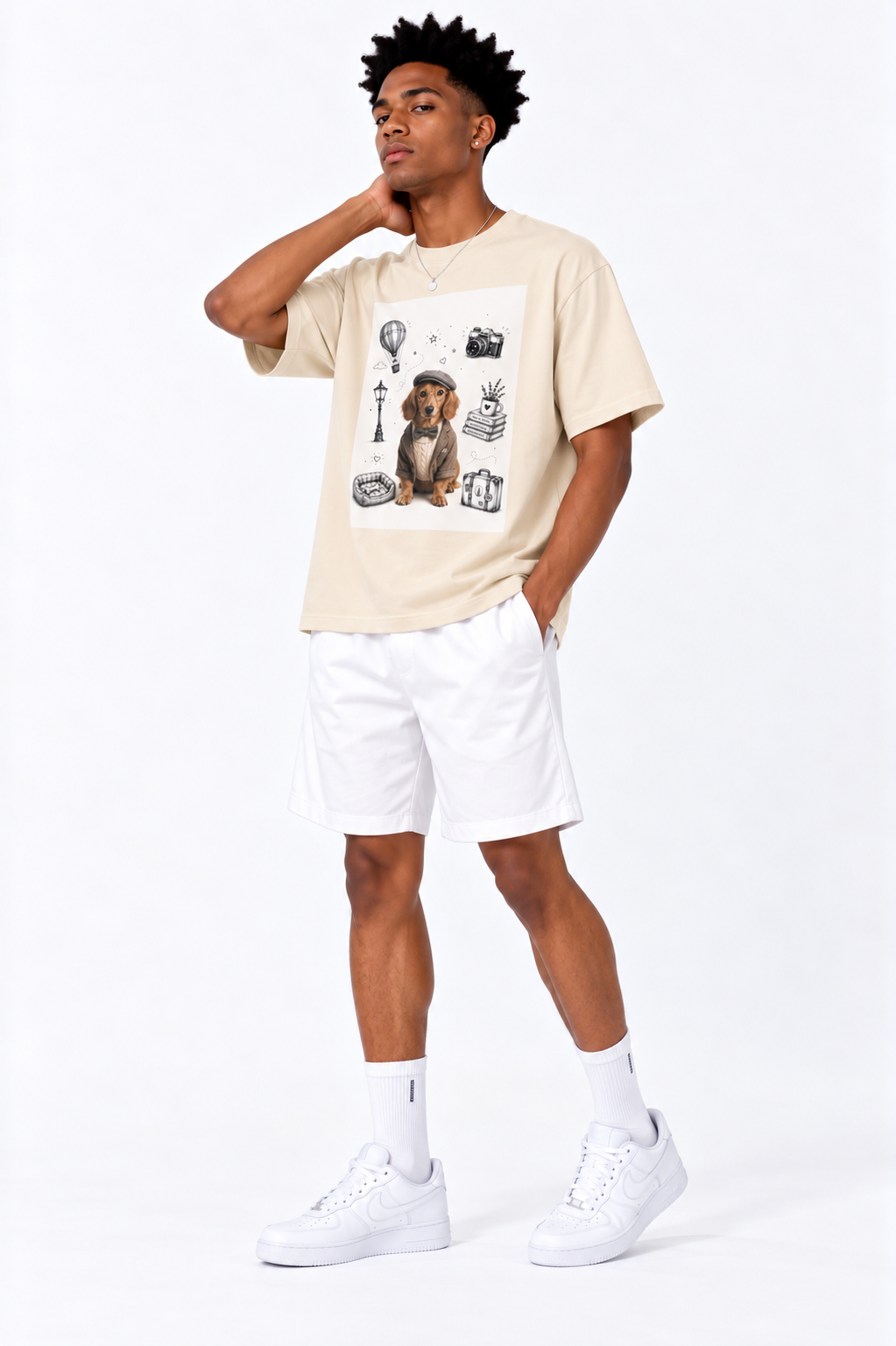 Apricot Oversized Cotton T-Shirt — Retro Form, Modern Attitude