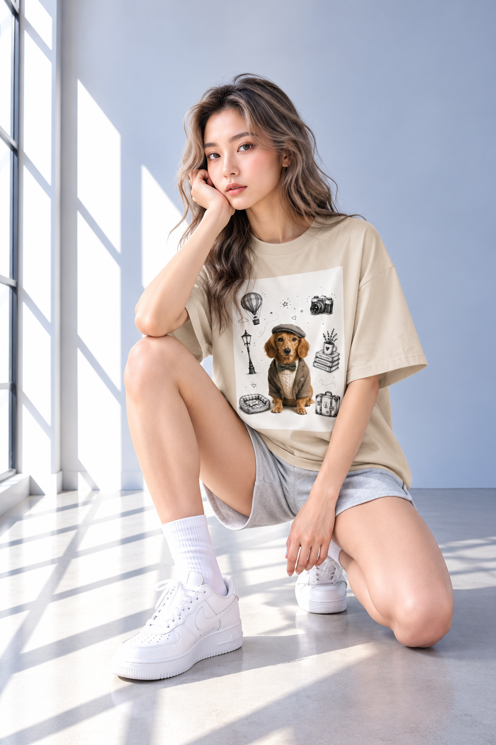 Apricot Oversized Cotton T-Shirt — Retro Form, Modern Attitude