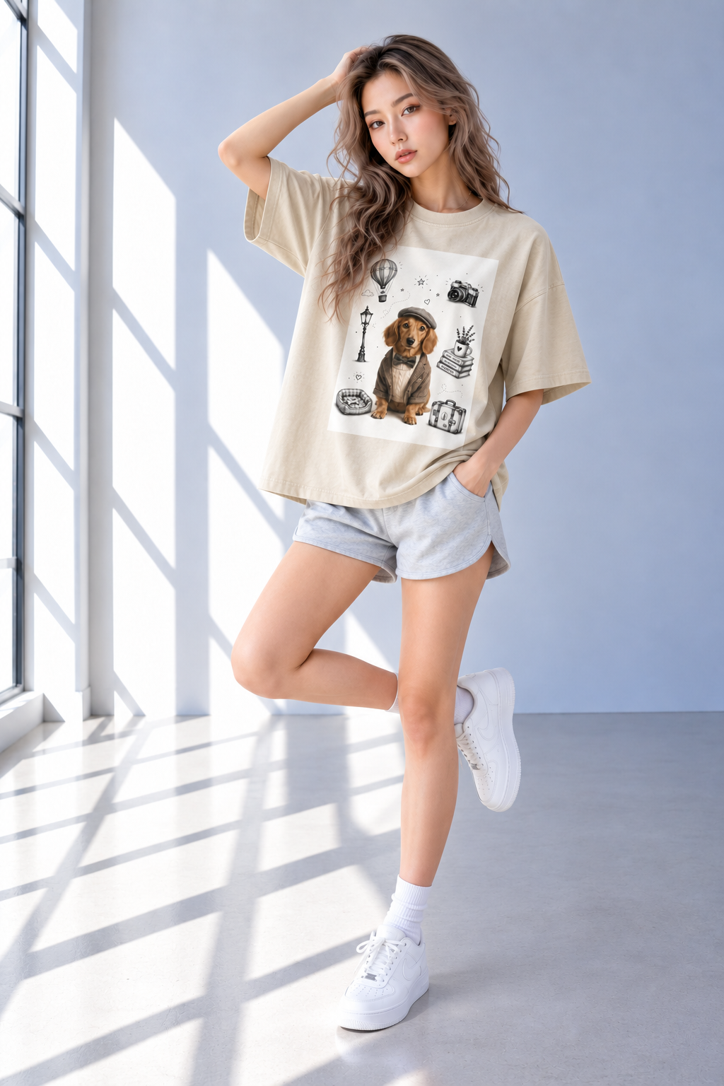 Apricot Oversized Cotton T-Shirt — Retro Form, Modern Attitude