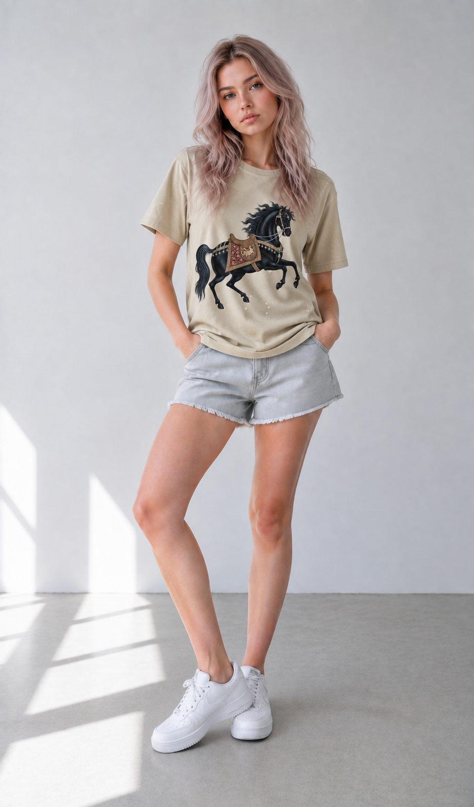 T-shirt à éclaboussures de peinture et bords effilochés à la main — Streetwear rétro délavé au soleil