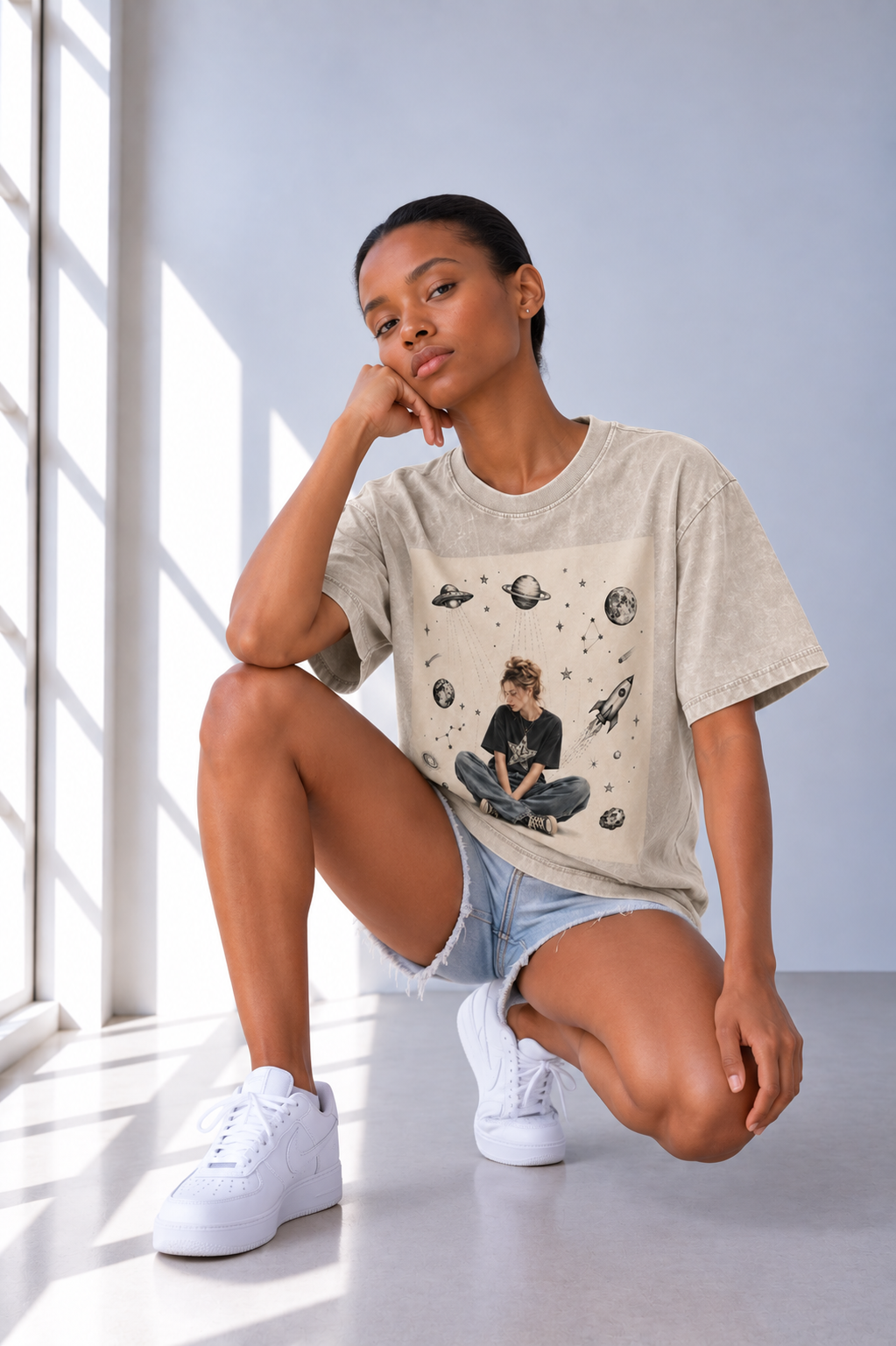Snow Washed Oversized Cotton T-Shirt — Lavanzey Retro Everyday Edit