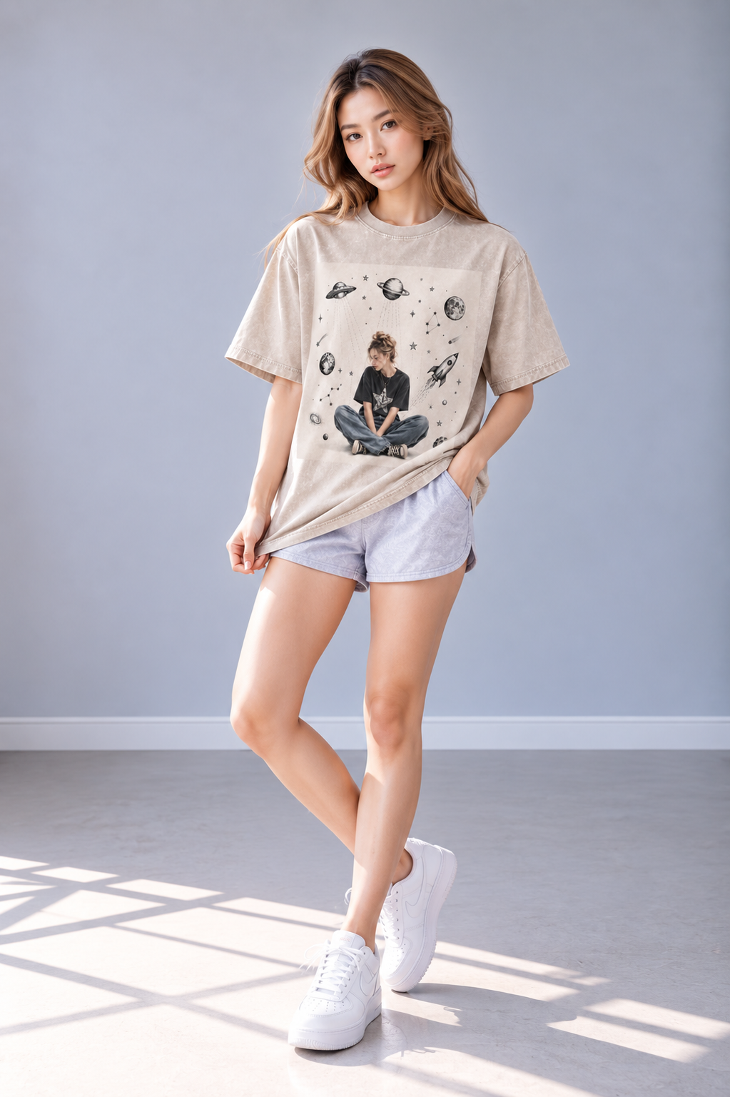 T-shirt oversize en coton effet délavé — Collection rétro du quotidien Lavanzey