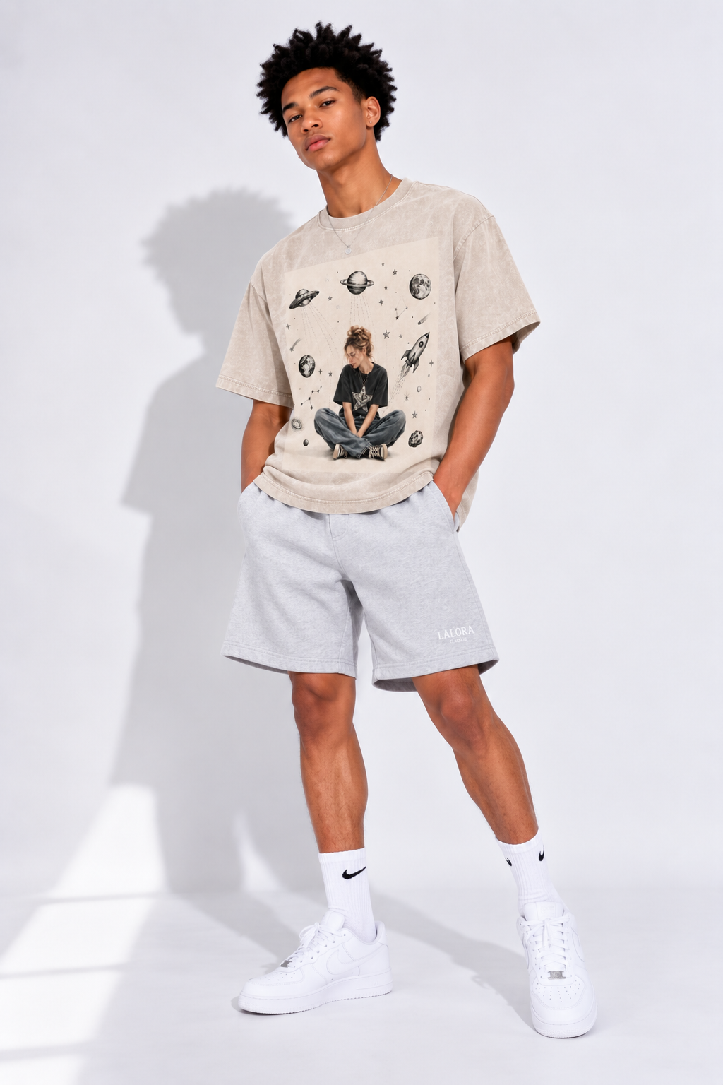 T-shirt oversize en coton effet délavé — Collection rétro du quotidien Lavanzey