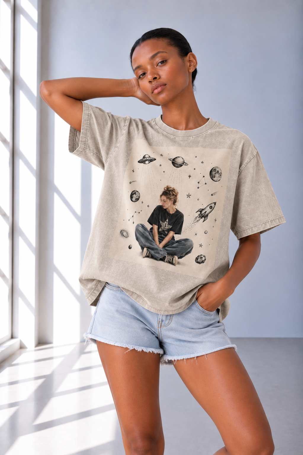 T-shirt oversize en coton effet délavé — Collection rétro du quotidien Lavanzey
