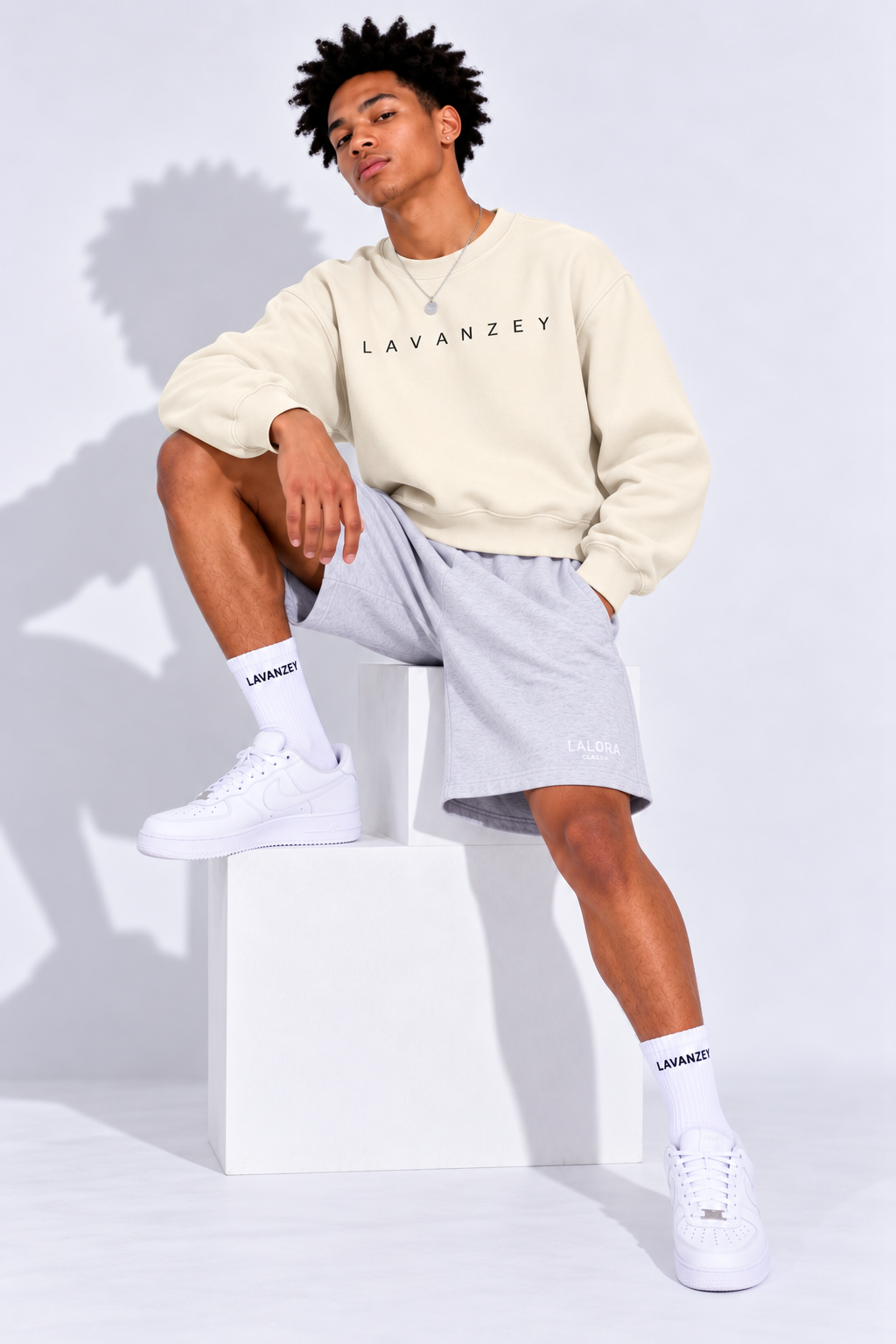 Boxy Fleece Crewneck Sweatshirt — Unisex Apricot Drop-Shoulder Fit