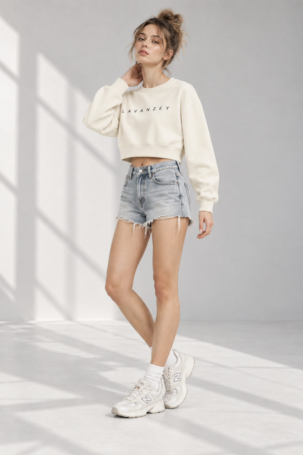 Boxy Fleece Crewneck Sweatshirt — Unisex Apricot Drop-Shoulder Fit
