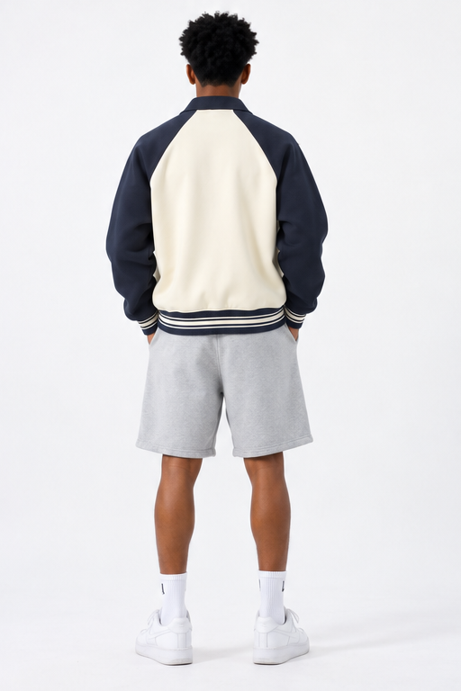 Blouson de baseball à manches raglan contrastées