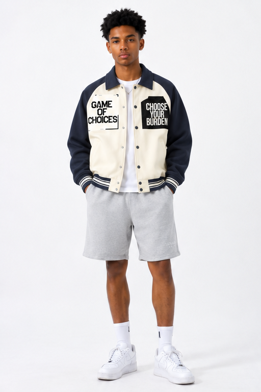 Blouson de baseball à manches raglan contrastées