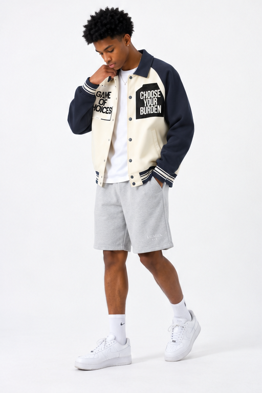 Contrast Raglan Sleeve Baseball Jacket