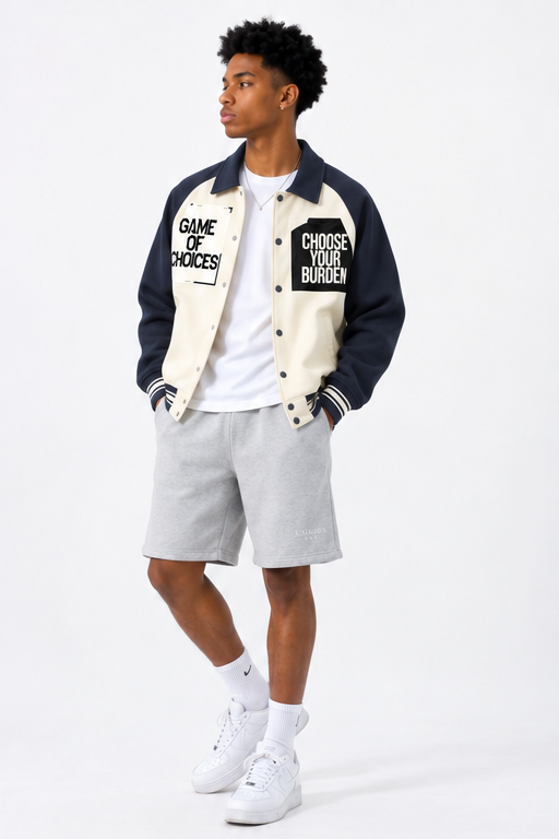 Blouson de baseball à manches raglan contrastées