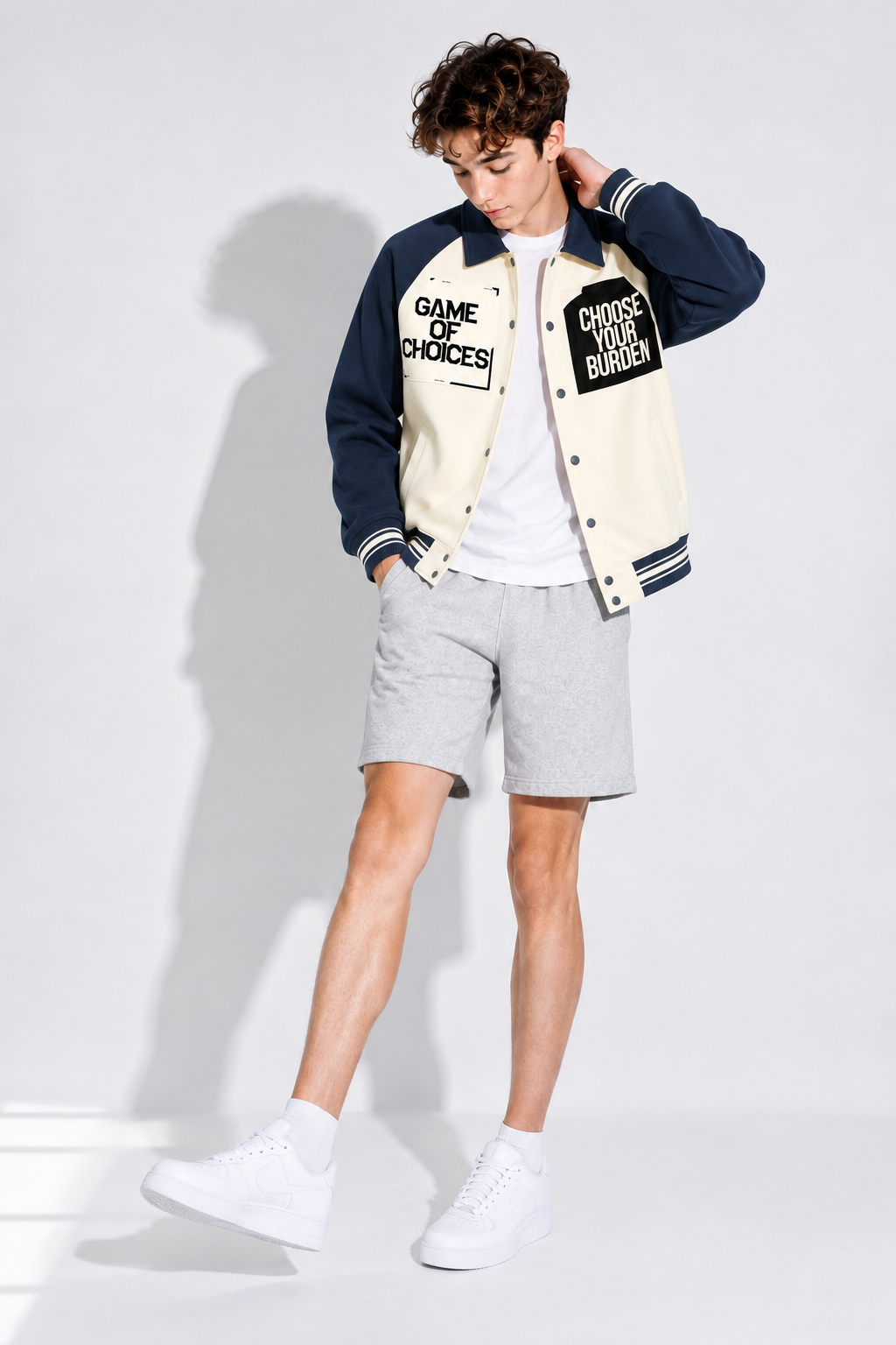 Blouson de baseball à manches raglan contrastées