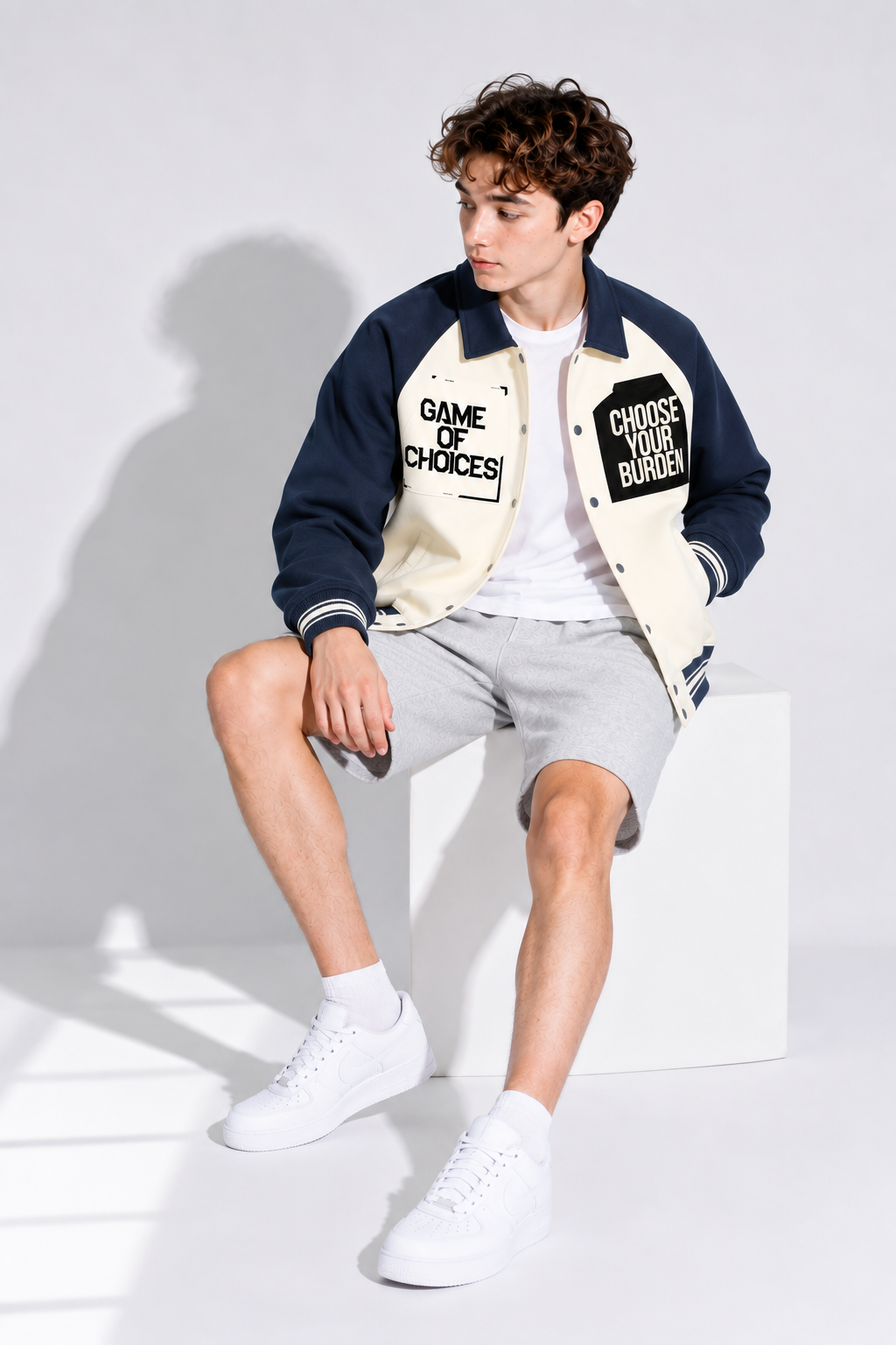 Contrast Raglan Sleeve Baseball Jacket