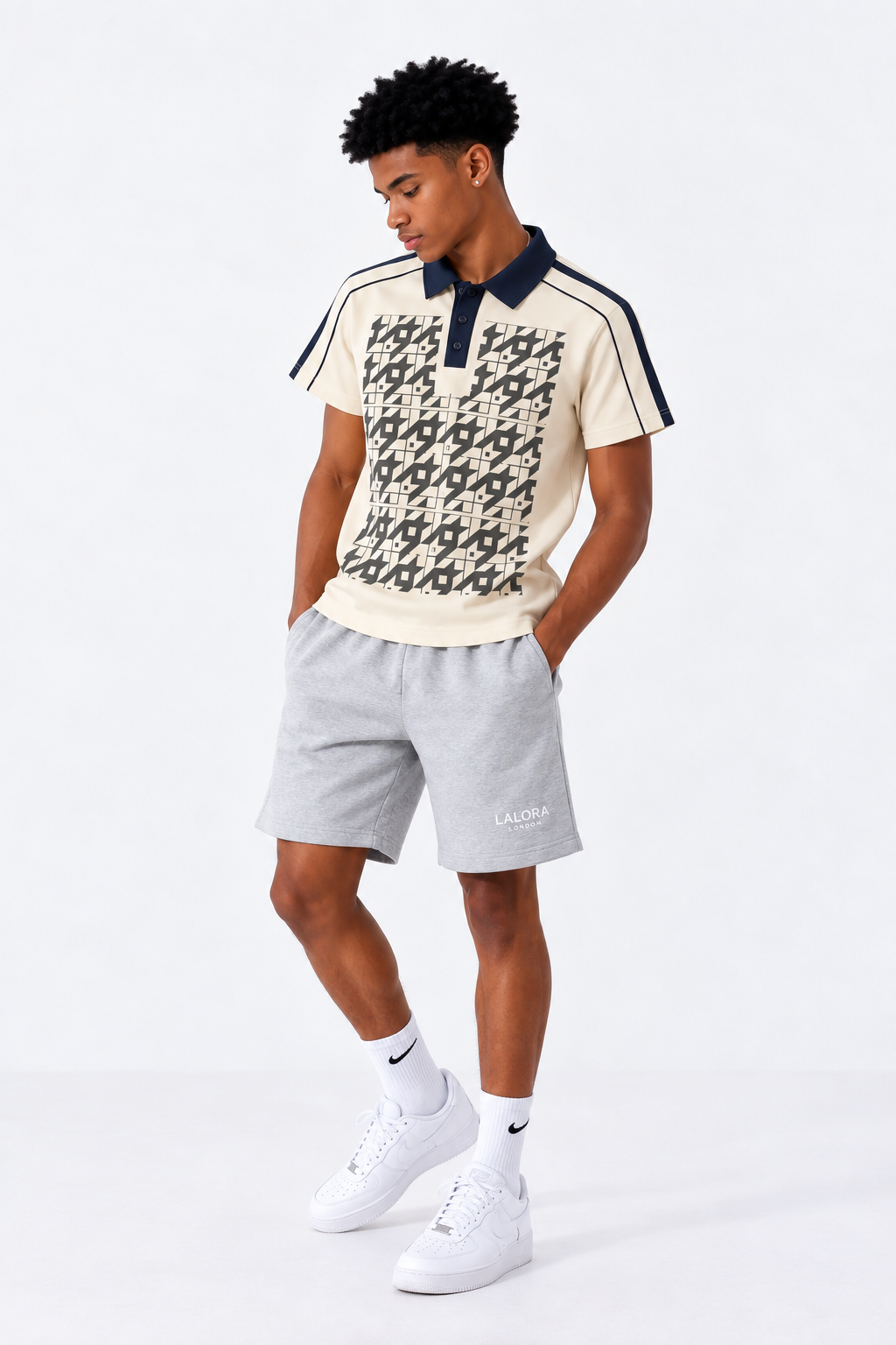 Contrast-Collar Polo Shirt — Mild Apricot Unisex Classic
