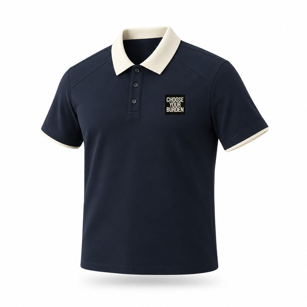 Polo raglan bleu marine à col contrastant — Sport rétro revisité