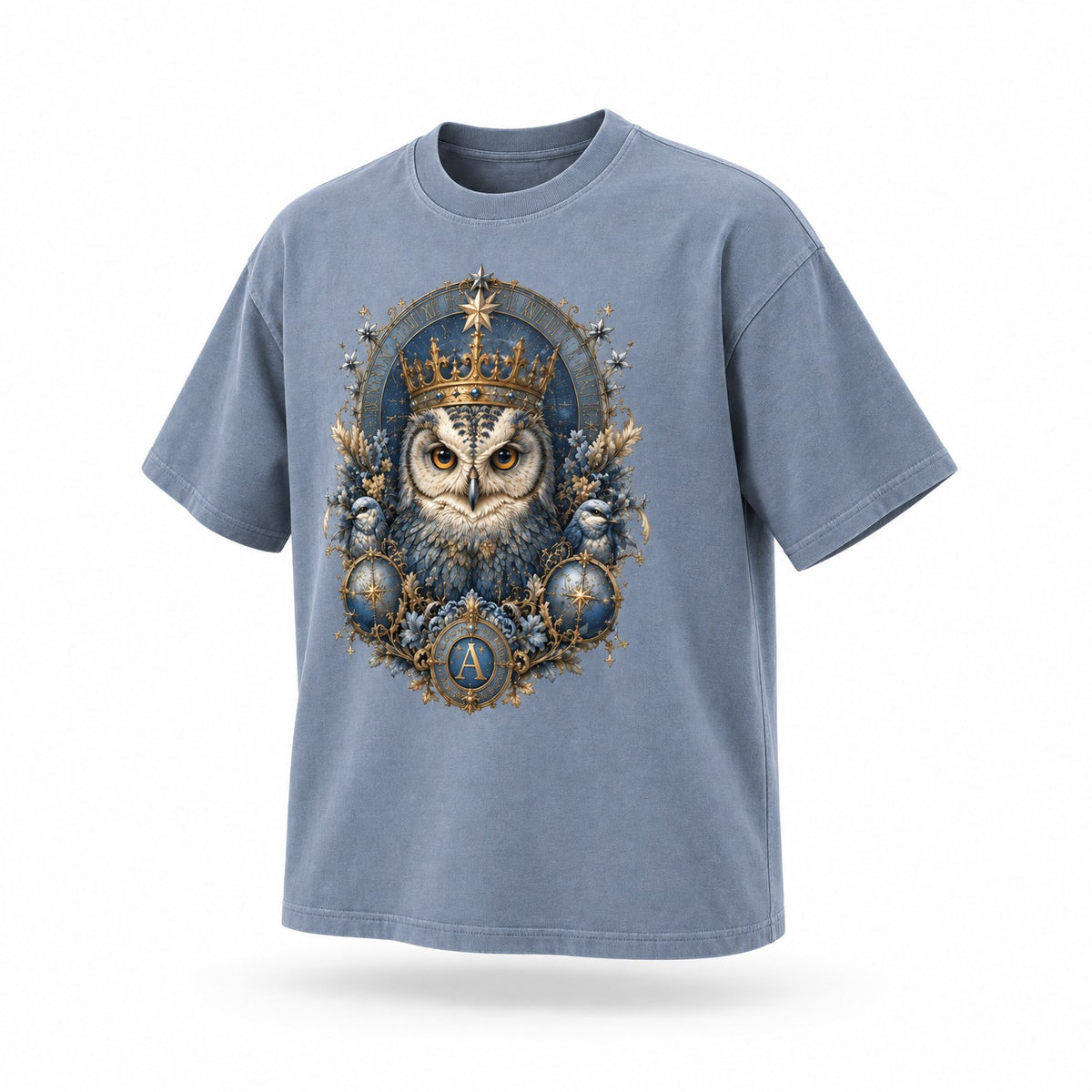 Gray Blue Enzyme-Washed Cotton T-Shirt — Retro Off-Duty Essential