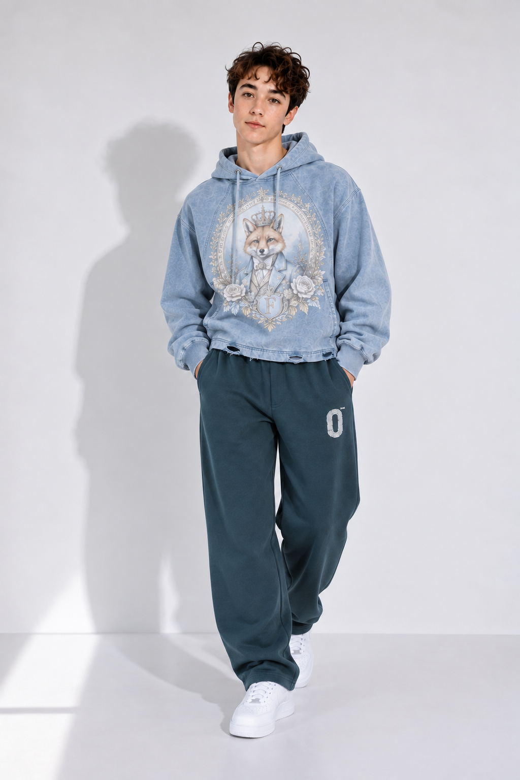 Navy Barrel-Leg Sweatpants — Retro Off-Duty Essential