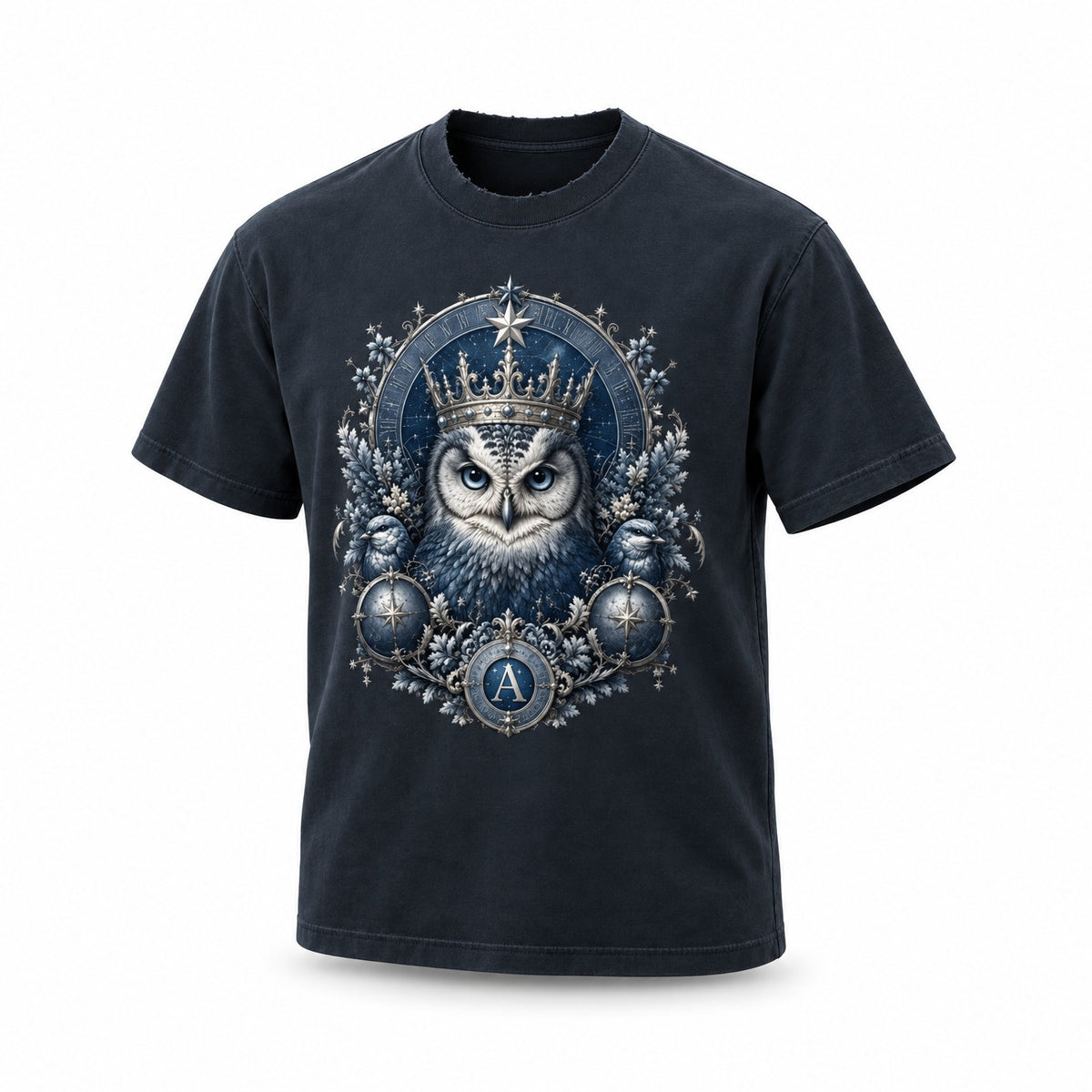 Navy Heavyweight Frayed T-Shirt — Vintage-Wash Streetwear