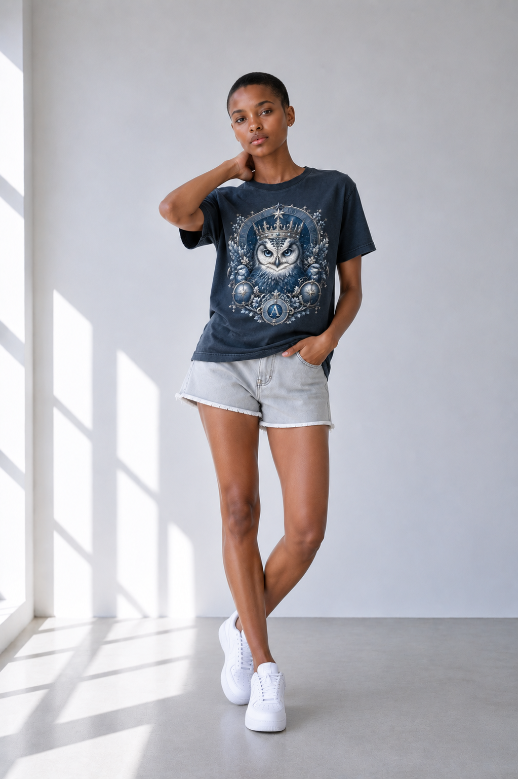 Navy Heavyweight Frayed T-Shirt — Vintage-Wash Streetwear