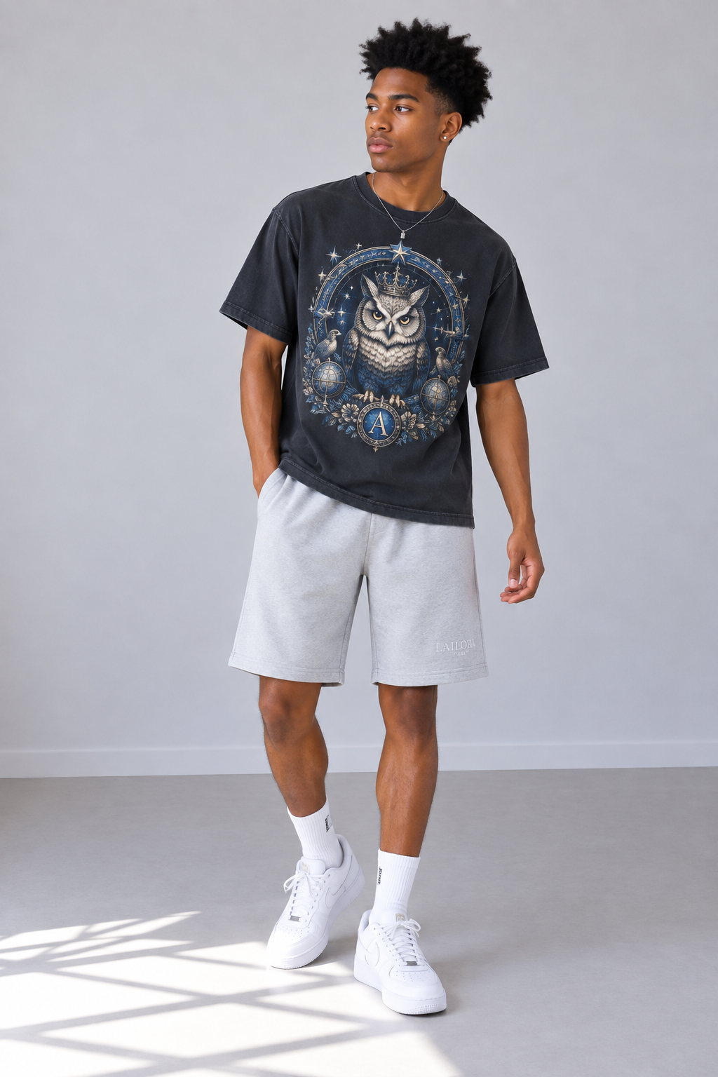 Navy Heavyweight Frayed T-Shirt — Vintage-Wash Streetwear