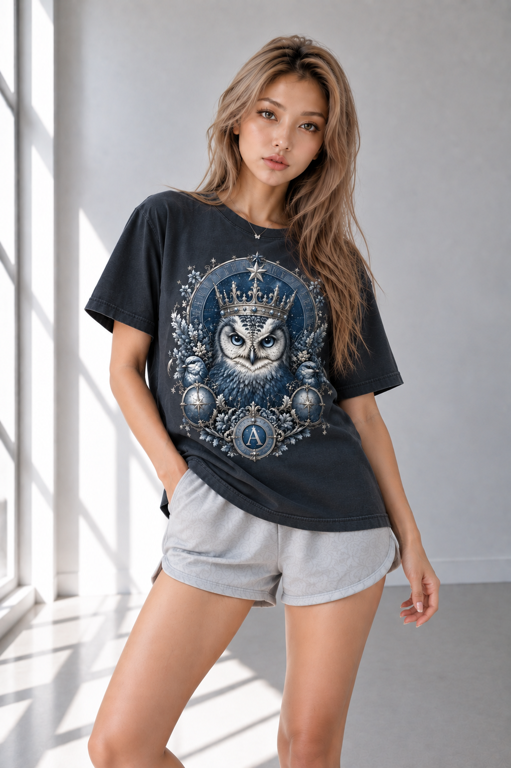 Navy Heavyweight Frayed T-Shirt — Vintage-Wash Streetwear