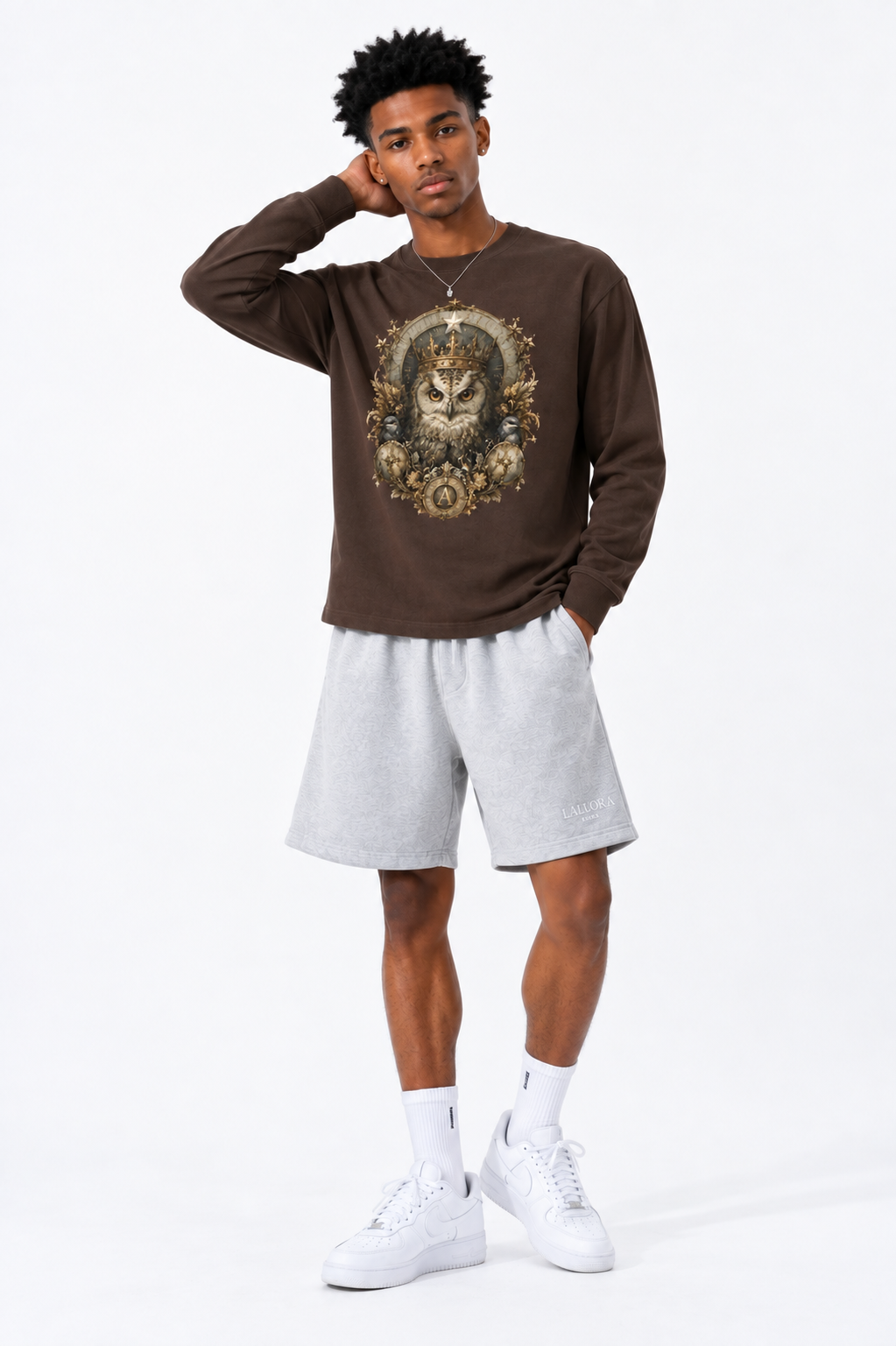 Coffee Drop-Shoulder Long-Sleeve Tee — Relaxed Streetwear Essential