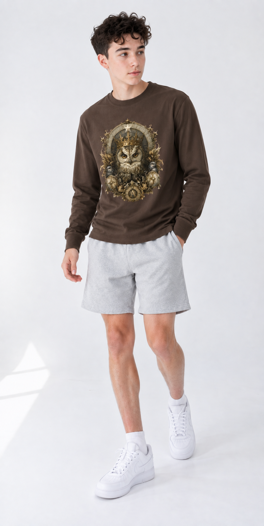 Coffee Drop-Shoulder Long-Sleeve Tee — Relaxed Streetwear Essential