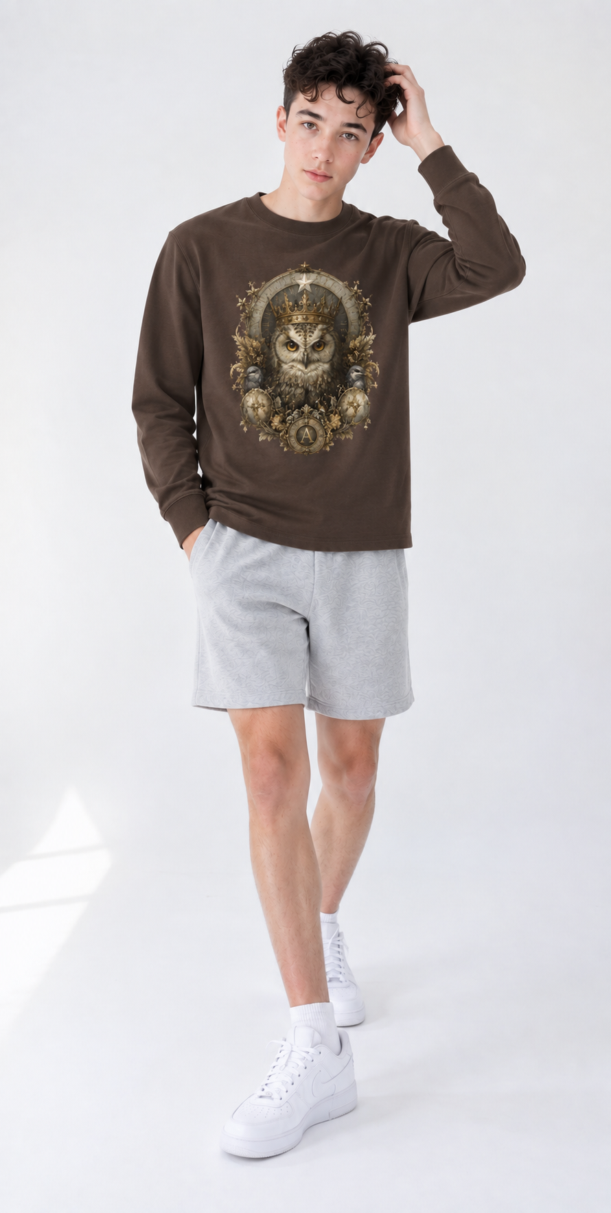 Coffee Drop-Shoulder Long-Sleeve Tee — Relaxed Streetwear Essential