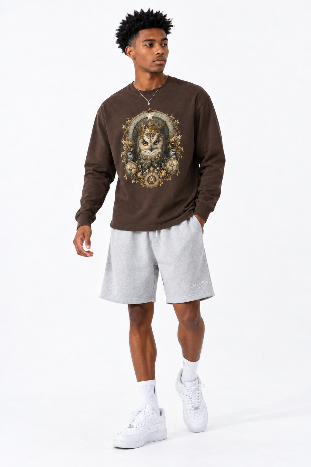 Coffee Drop-Shoulder Long-Sleeve Tee — Relaxed Streetwear Essential