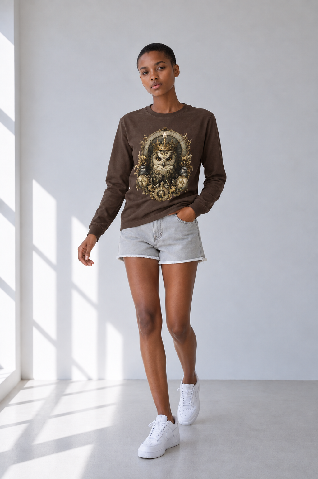 Coffee Drop-Shoulder Long-Sleeve Tee — Relaxed Streetwear Essential