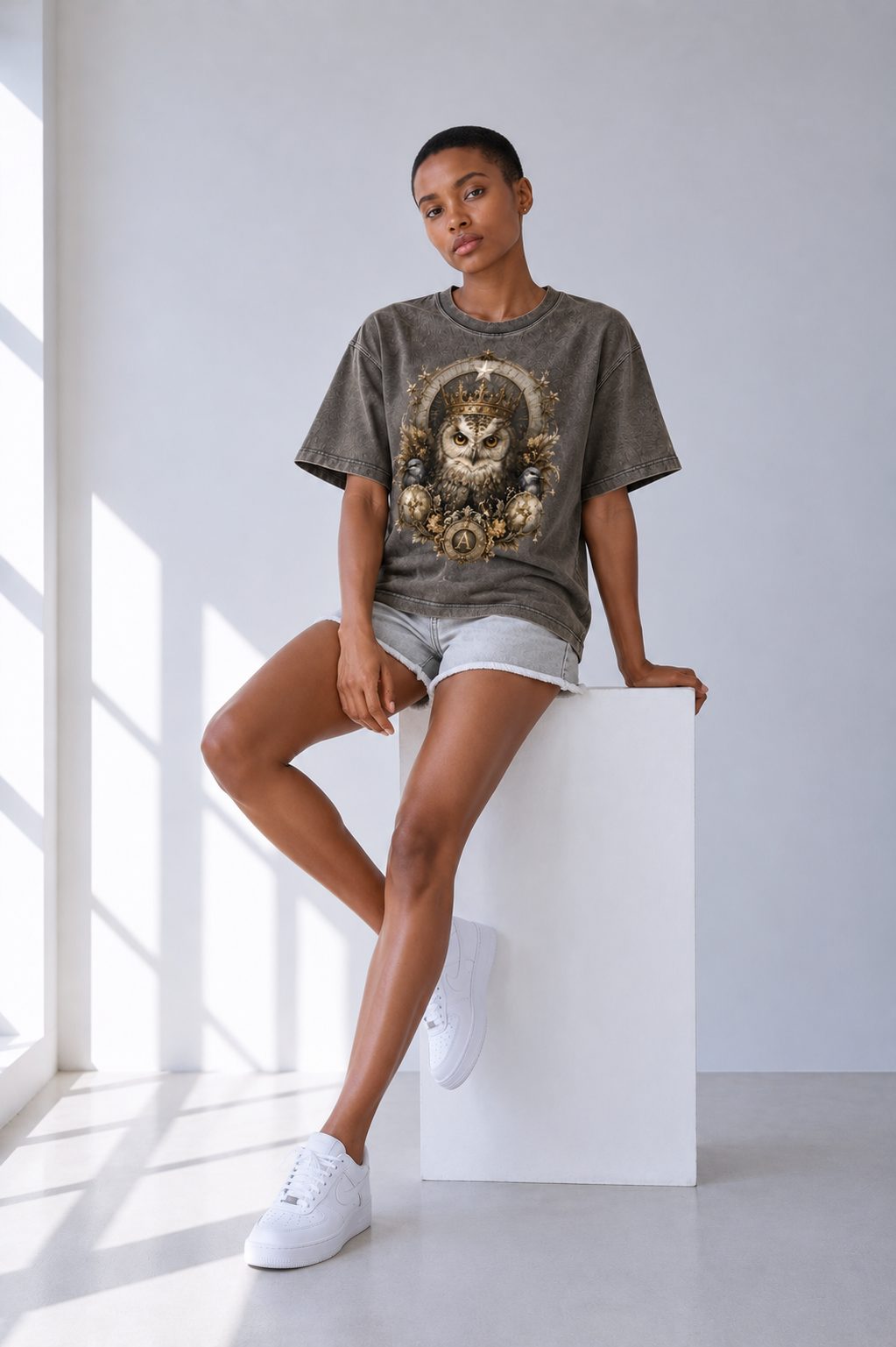 Brown Snow-Wash Boxy T-Shirt — Retro Streetwear for Everyday