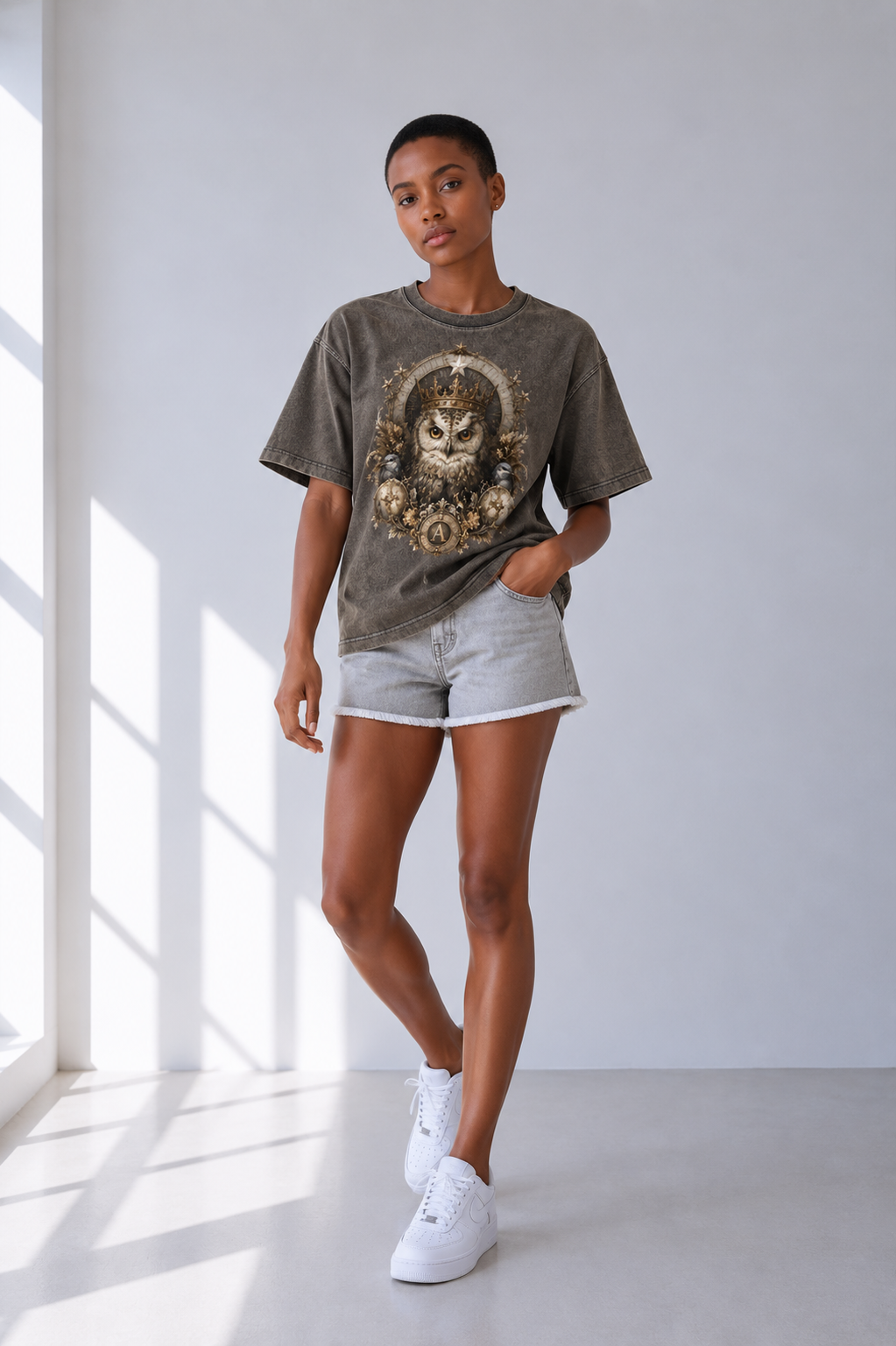 Brown Snow-Wash Boxy T-Shirt — Retro Streetwear for Everyday