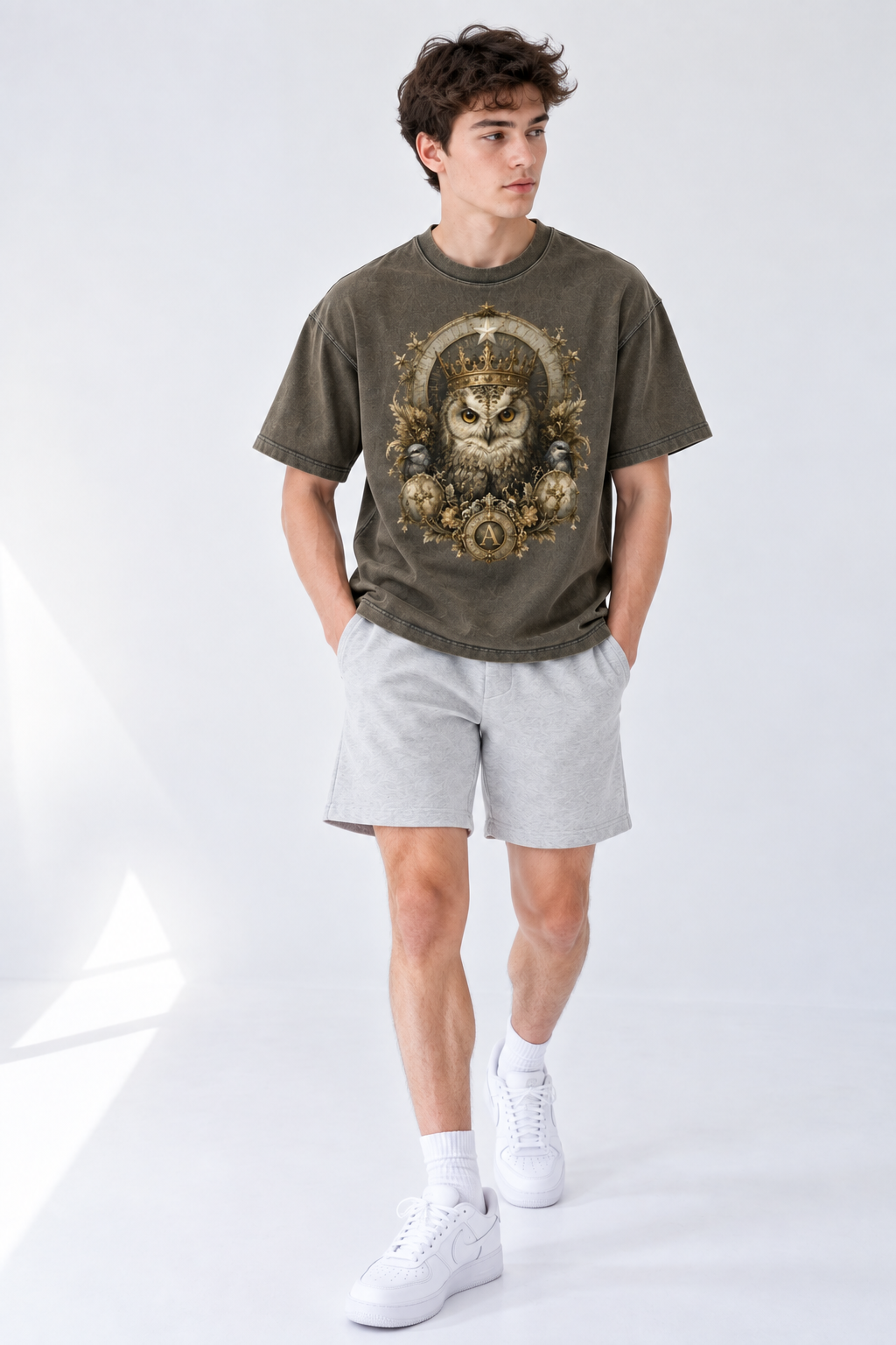 Brown Snow-Wash Boxy T-Shirt — Retro Streetwear for Everyday