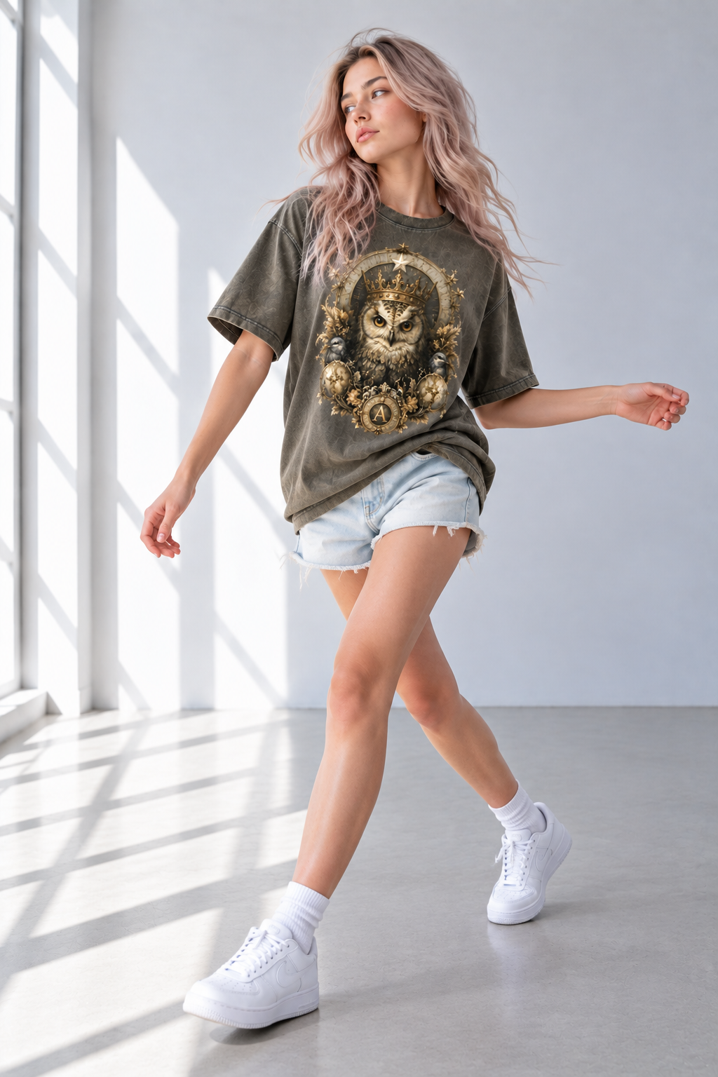 Brown Snow-Wash Boxy T-Shirt — Retro Streetwear for Everyday