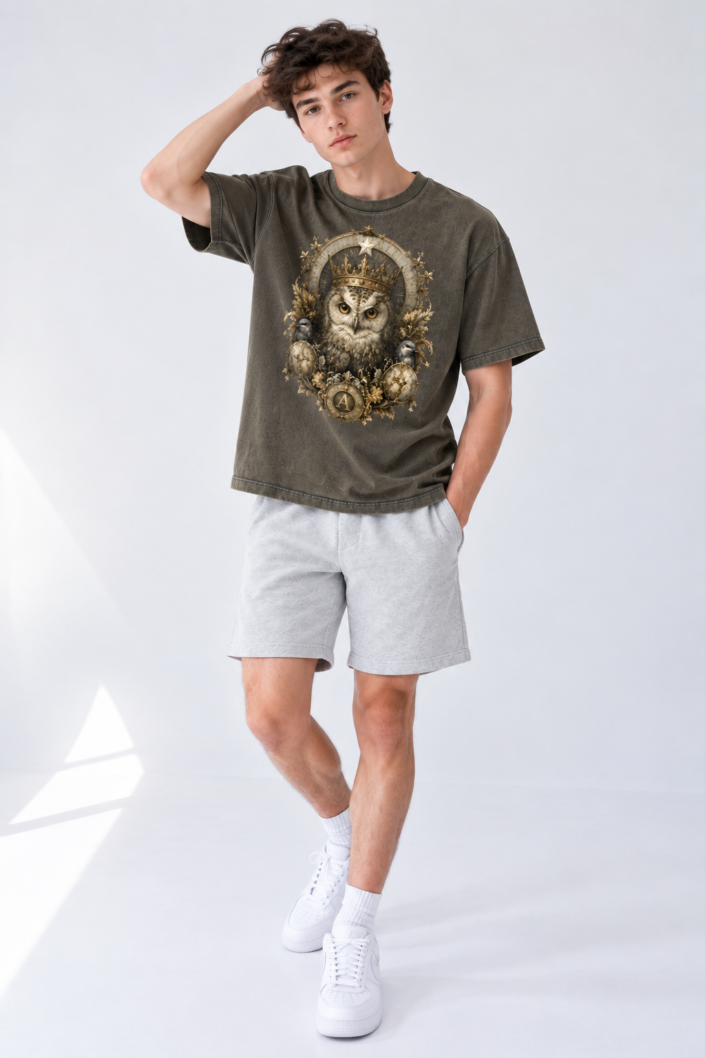 Brown Snow-Wash Boxy T-Shirt — Retro Streetwear for Everyday