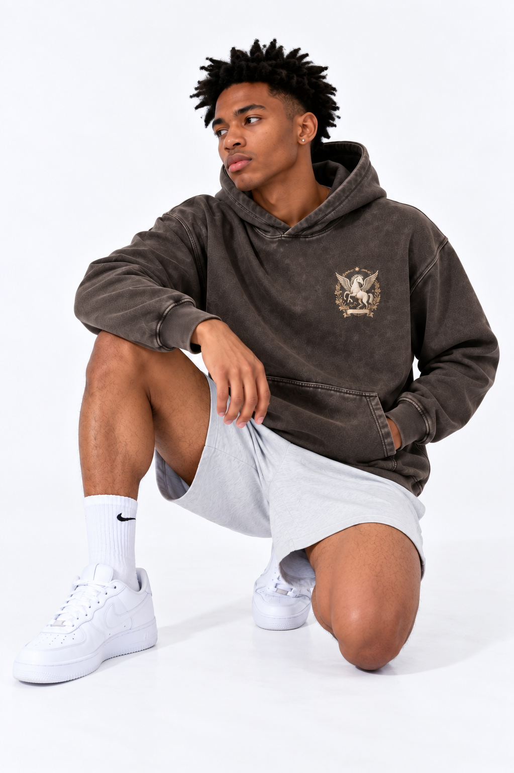 Dark Grey Snow-Washed Cotton Hoodie — Vintage Streetwear Ease