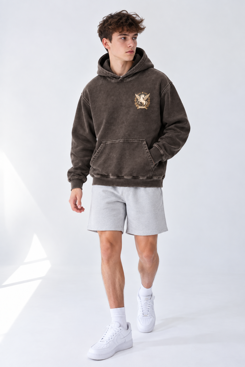 Dark Grey Snow-Washed Cotton Hoodie — Vintage Streetwear Ease