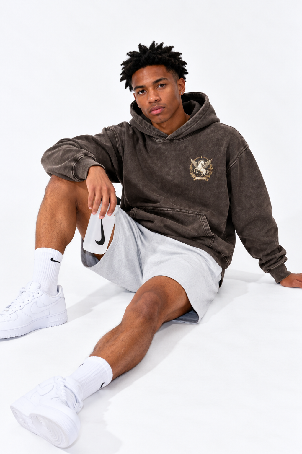 Dark Grey Snow-Washed Cotton Hoodie — Vintage Streetwear Ease