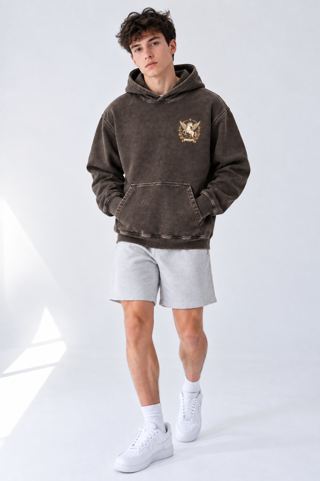 Dark Grey Snow-Washed Cotton Hoodie — Vintage Streetwear Ease