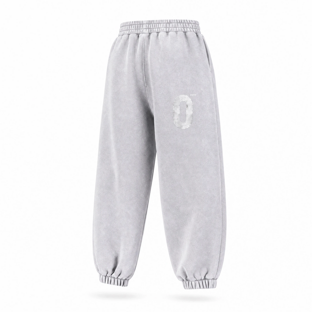 Light Gray Fleece Jogger Sweatpants — Retro Off-Duty Streetwear