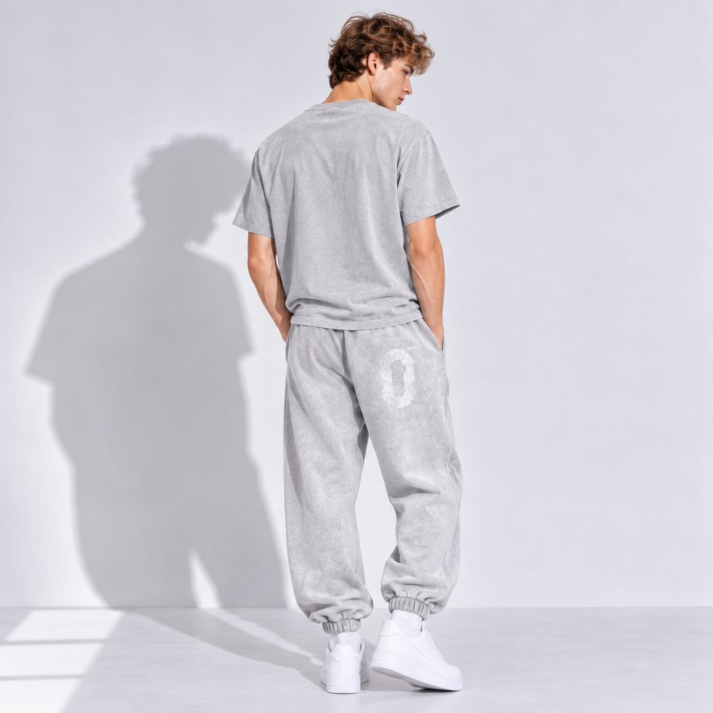 Light Gray Fleece Jogger Sweatpants — Retro Off-Duty Streetwear