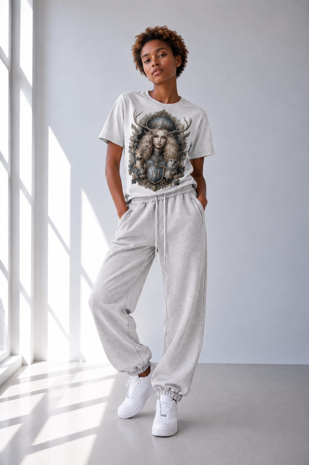 Light Gray Fleece Jogger Sweatpants — Retro Off-Duty Streetwear