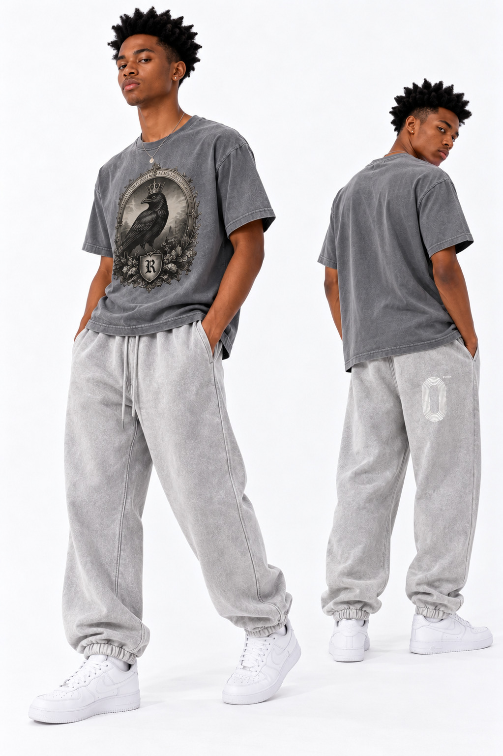 Light Gray Fleece Jogger Sweatpants — Retro Off-Duty Streetwear