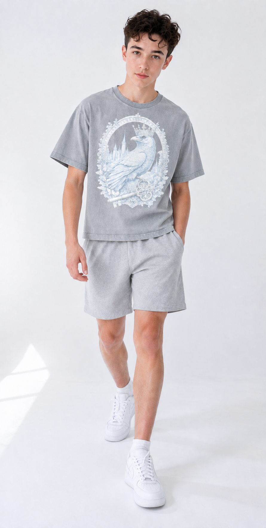Light Gray Mineral Wash Boxy T-Shirt — Retro Streetwear Essential