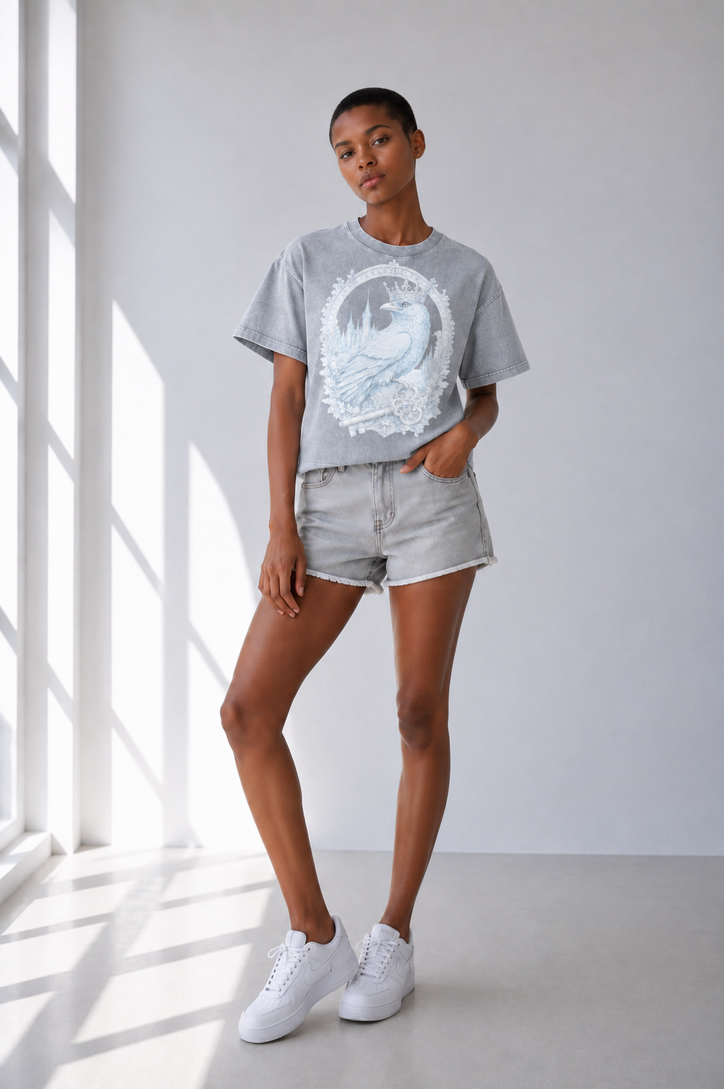 Light Gray Mineral Wash Boxy T-Shirt — Retro Streetwear Essential
