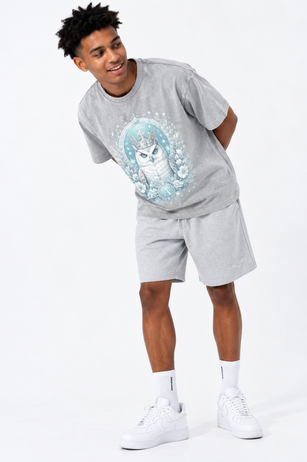 Light Gray Snow-Washed Oversized Cotton T-Shirt — Retro Off-Duty Streetwear